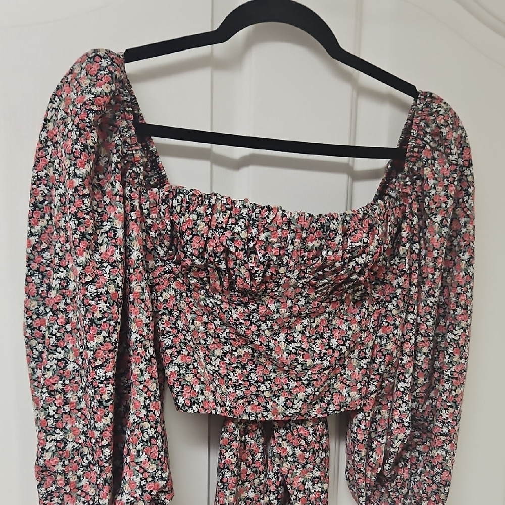 Et Clet Cropped Pheasant Babydoll Y2K Top